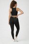 Black Women's Yoga Pilates Set – Gold Printed Sports Top and Leggings with 100% Polyamide Fabric - 2
