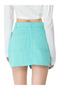 Women Turquoise Split Front Denim Mini Skirt - 5