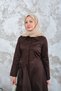 Women's Pleated Detail Dress Brown - 3
