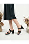 Belvia Double-Strapped Buckle Detailed Heeled Mule Slippers - Black Real - 4