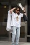 Women's Oversize T-Shirt Trench Bear Printed White – Crew Neck, Comfortable Fit, 100% Cotton - 4