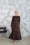 Women's Pleated Detail Dress Brown - 7