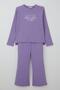 Girl's Trouser Suit with Letter Embroidery and Bow Detail, Ages 4-8, Lilac - 2
