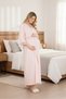 New Season Powder Short Sleeve Summer Lace Full Length Design Maternity Maternity Dressing Gown Nightgown Set of 2 - 2