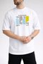 Men's My Life Is of Adventure Text Printed Crew Neck White T-Shirt - 2