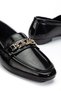 Women's Black Shiny Leather Buckle Ballerinas - 3