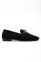 Women's Black Suede Buckle Ballerinas - 4