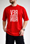 Men's Run Text Printed Wavy Letter Design Crew Neck Red T-Shirt - 3