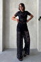 Floral Pattern Lace Short Sleeve Sheer Blouse - 4