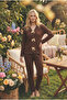 Brown Tulle Fabric Long Sleeved Pajama Set with Bow Detail - 2