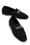 Women's Black Suede Buckle Ballerinas