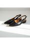 Black Patent Leather Pointed Toe Buckle Women's Ballerinas - 3