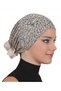 Brocade Tulle Beige Ready-To-Wear Turban Hijab Bonnet Suitable for Medical Use