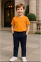 Unisex Children's Crew Neck Short Sleeve Standard Fit 2-Pack Mustard-White Color Children's T-Shirt - 3