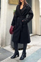 Women's Black Oversize Belted Premium Cashmere Coat |   Lined & Pocketed (Morena) - 4