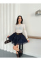 Women's Denim Lace Skirt Stretchy Flared Pleated - 5