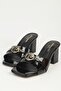 Women's Black Patent Leather Heeled Slippers Pc-55760