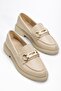 Women's Beige Patent Leather Buckle Loafer Shoes - 4
