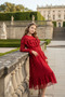 Burgundy Lace Girls' Dress Long Sleeve Midi Elegant Special Occasion - 4