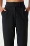 Women's Black High Waist Pleated Wide Leg Palazzo Pants with Pockets and Velcro Closure at the Waist - 3