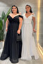 Glitter Fabric Boat Neck Evening Dress - White - 2