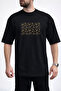 Men's Abstract Linear Design Crew Neck Black T-Shirt