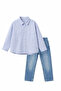 Boy's Striped Shirt and Jean Pants Set – Comfortable Fit Casual Combination - 6