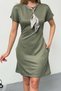 Women's Collar Scarf Detailed Double Pocket Dress Khaki - 26Y 26724 - 2