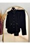 Bala Metal Buttoned Double Pocket Almond Stitched Trousers Suit-Şa1036 Black - 2