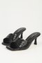 Women's Black Patent Leather Women's Heeled Slippers Pc-55762