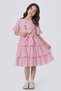 Girls' Skirt Tiered Short-Sleeve Necklace Dress - 6