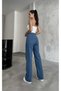 Maria Lycra Loose Women's Dark Blue Super High Waist Loose Leg Denim Jeans Palazzo Trousers - 2