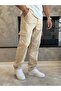 Men's Baggy Fit Denim Cargo Trousers Beige Eca038 - 2