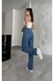 Maria Lycra Loose Women's Dark Blue Super High Waist Loose Leg Denim Jeans Palazzo Trousers - 5