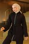 Collar Fur Detailed Suit Black 19385 - 2