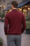 Men's Polo Collar Sweater – Regular Fit (Burgundy) - 3