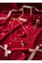 Gold Plated Red Enamel Rose Necklace - Elegant Women's Necklace with Zircon Stones - Valentine's Day Gift - 9