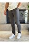 Men's Slim Fit Parachute Fabric Trousers with Elastic Waist and Laces Stone Eca041 - 3