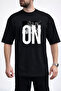 Men's Nature Themed on Text Printed Crew Neck Black T-Shirt