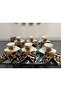 Leopard Stone 6-Piece Presentation Napkin and Stone Porcelain 6-Piece Cup Set - 6