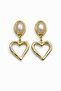 Yellow Steel Pearl Heart Figured Dangle Women's Stud Earrings - 2