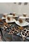 Leopard Stone 6-Piece Presentation Napkin and Stone Porcelain 6-Piece Cup Set
