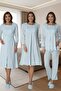 Women's Blue Stylish Long Sleeve Maternity Pajama Set with Easy Breastfeeding Feature