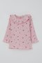 Baby Girl Tights Set with Floral Pattern and Ruffle Detail on the Collar, 6 Months-2 Years, Pink - 2