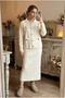 Stylish Women's Knitwear Set – Buttoned Jacket and Long Skirt