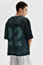 Baskılı File Tişört Oversized Fit - 5
