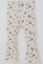 Baby Girl Tights Set with Floral Pattern and Ruffle Detail on the Collar, 6 Months-2 Years, Ecru - 7
