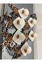 Leopard Stone 6-Piece Presentation Napkin and Stone Porcelain 6-Piece Cup Set - 4