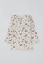 Baby Girl Tights Set with Floral Pattern and Ruffle Detail on the Collar, 6 Months-2 Years, Ecru - 4