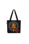 Damru Trishul Canvas Tote Bag for Women, Black Spiritual Art Shoulder Bag, Cultural Theme Handbag, Ethnic Stylish Everyday Tote for Temple, Travel & Daily Use